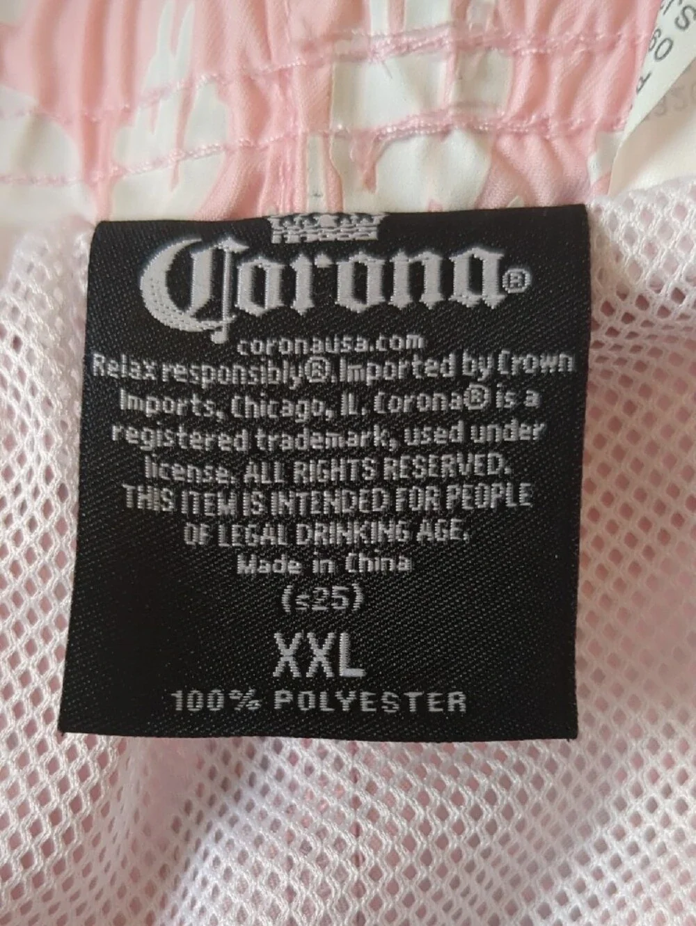 Corona Pink & White Palm-Print Mens Swim Shorts XXL